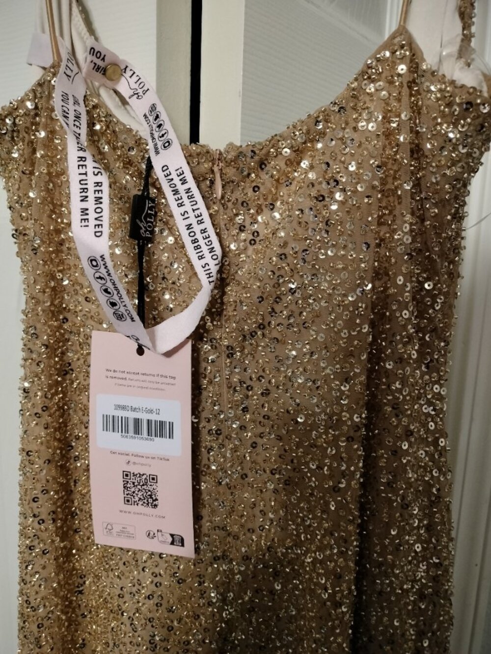 OhPolly Krystelle Embellished Fishtail Maxi Dress in Gold, 8 - Picture 10 of 13